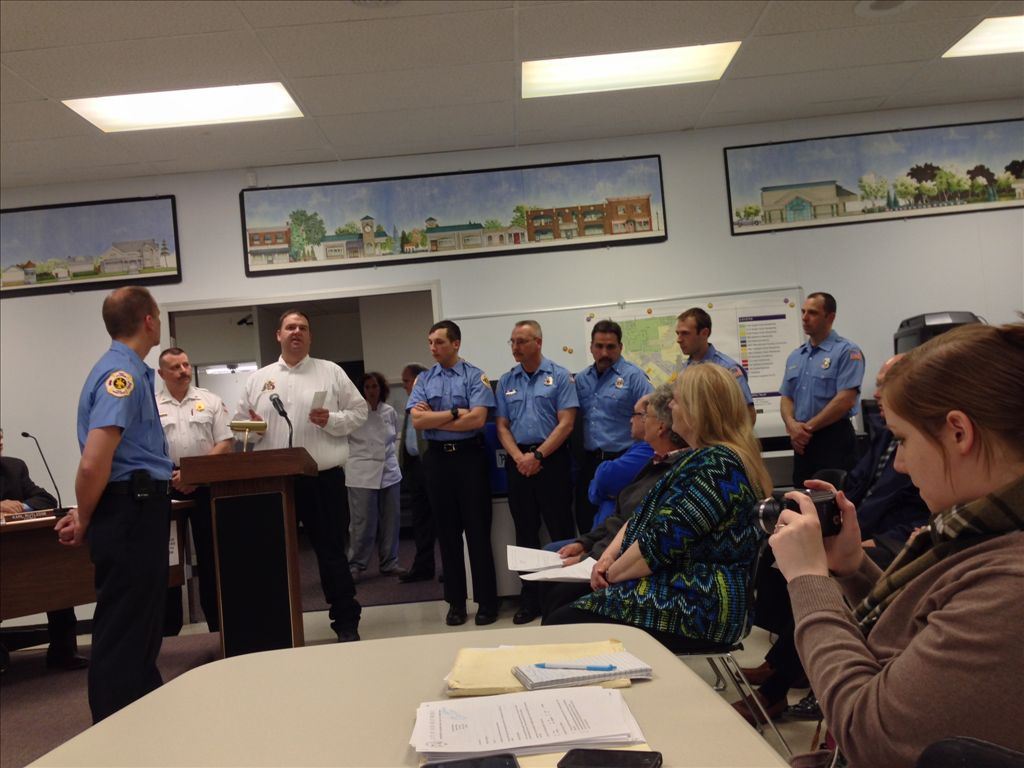 Fire Department speaks to a group of people